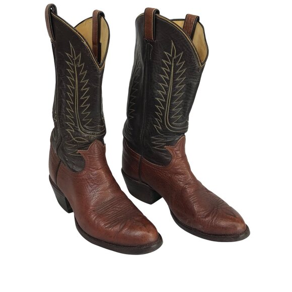VINTAGE TONY LAMA ~ TOW TONE TAN BROWN LEATHER COWBOY BOOTS SZ 10D H7778 A170142